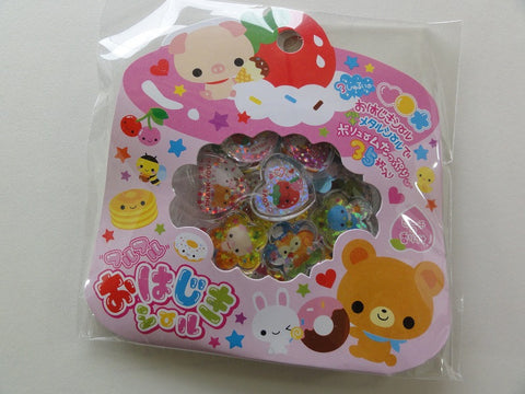 Cute Kawaii Q-Lia Strawberry and Animals Button Stickers Sack - Vintage