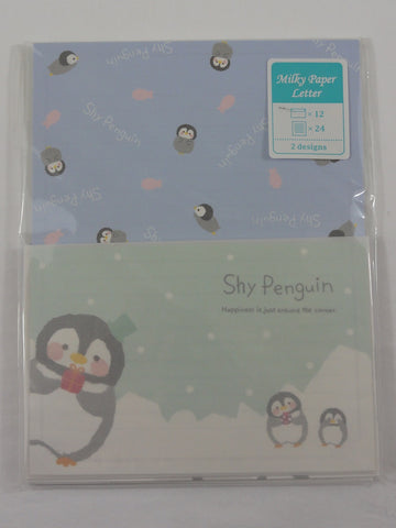 Cute Kawaii Crux Shy Penguin Letter Set Pack - Stationery Writing Paper Penpal Collectible