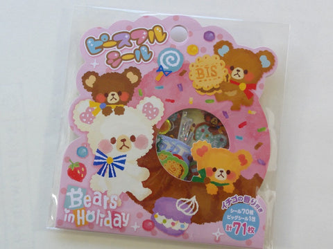 Cute Kawaii Mind Wave Bears in Holiday Stickers Flake Sack - Vintage