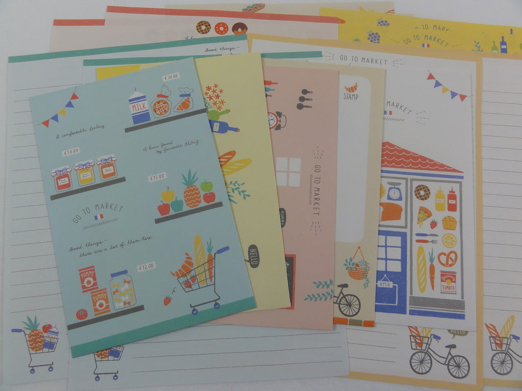 Cute Kawaii Kamio Go To Market Grocery Shop Letter Sets - Stationery Writing Paper Envelope Penpal