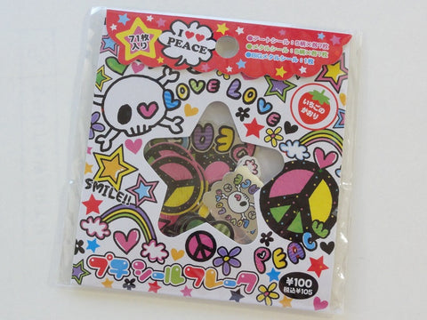 Cute Kawaii Kamio Love Peace Skull Gothic Retro Stickers Flake Sack - Vintage