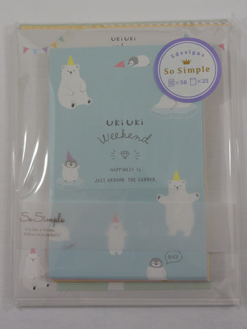 Cute Kawaii Crux Uki Uki Weekend Bear and Penguin Letter Set Pack - Stationery Writing Paper Penpal