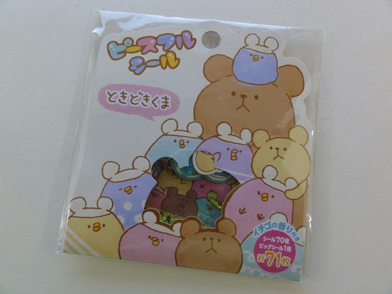 Cute Kawaii Mind Wave Bear and Round Friends Flake Stickers Sack