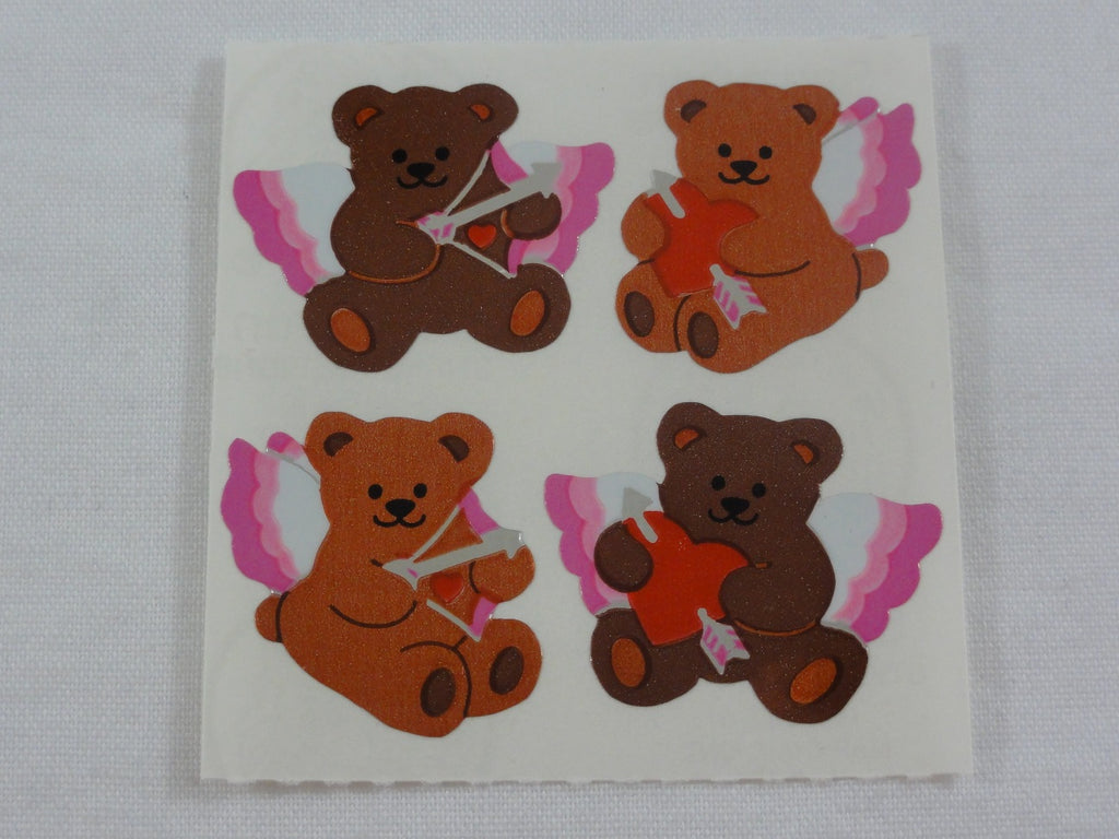 Sandylion Bear Heart Valentine Shiny Mylar Sticker Sheet / Module - Vintage & Collectible