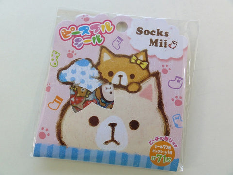 Cute Kawaii Mind Wave Socks Mii Cat Kitten Flake Stickers Sack