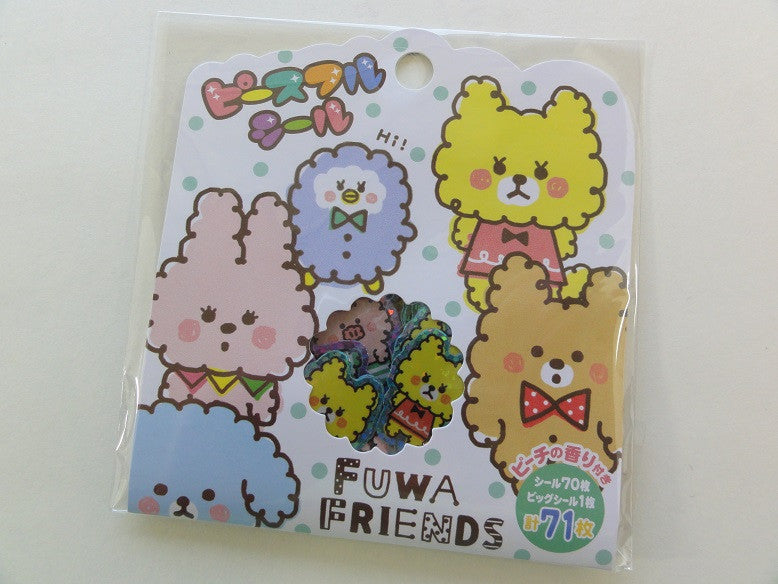 Cute Kawaii Mind Wave Fuwa Friends Fluffy Animal Flake Stickers Sack