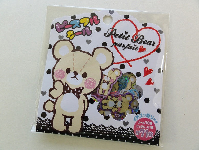 Cute Kawaii Mind Wave Petit Bear Parfait Flake Stickers Sack - Vintage