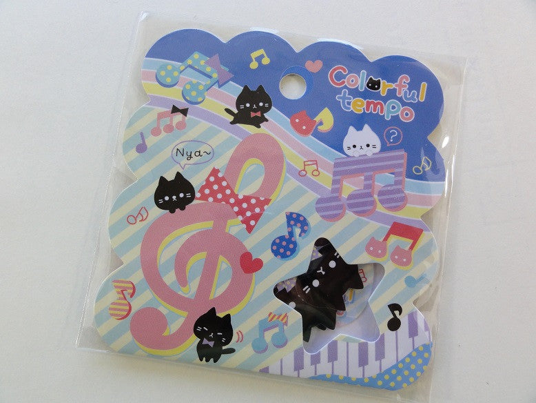 Cute Kawaii Q-Lia Coloful Tempo Melody Cat Kitten Flake Stickers Sack