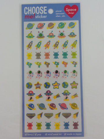 Cute Kawaii Mind Wave Space Planet Astronaut UFO Sticker Sheet - for Journal Planner Craft Scrapbook Organizer Calendar Notebook