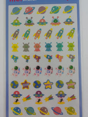Cute Kawaii Mind Wave Space Planet Astronaut UFO Sticker Sheet - for Journal Planner Craft Scrapbook Organizer Calendar Notebook