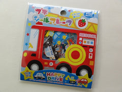 z Cute Kawaii Kamio Happy Drive Fire Truck Boy Flake Stickers Sack B - Vintage