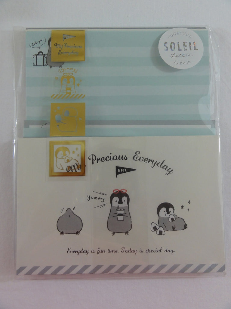 Cute Kawaii Q-Lia Penguin Precious Everyday Letter Set Pack - Stationery Paper Envelope Penpal