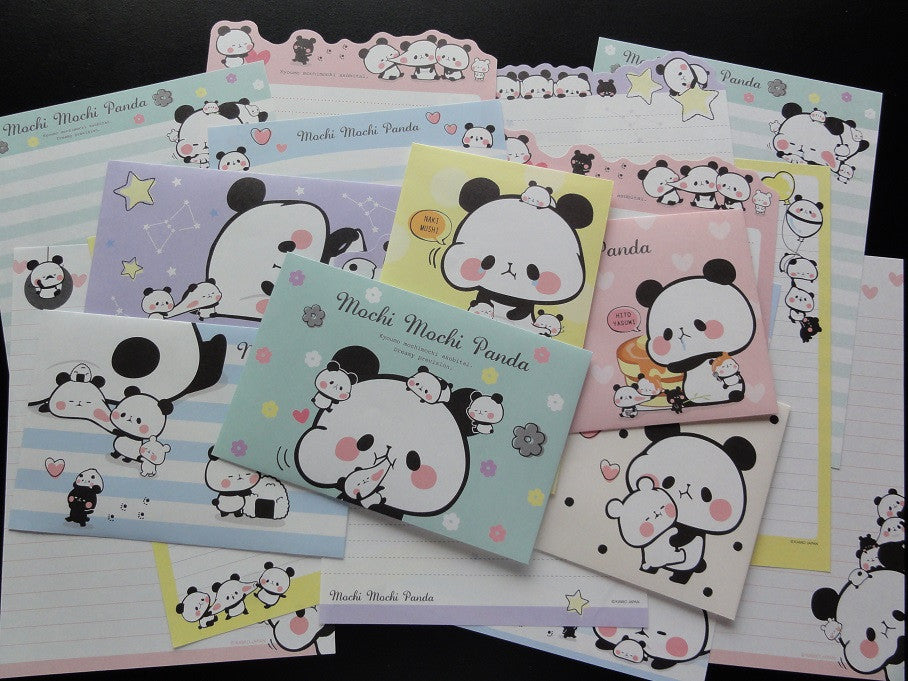 z Cute Kawaii Mochi Panda Letter Paper + Envelope Theme Set