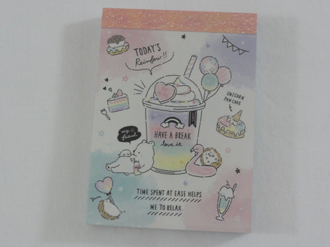 Cute Kawaii Q-Lia Have a Break Drink Bear Hedgehog Mini Notepad / Memo Pad - Stationery Design Writing Collection