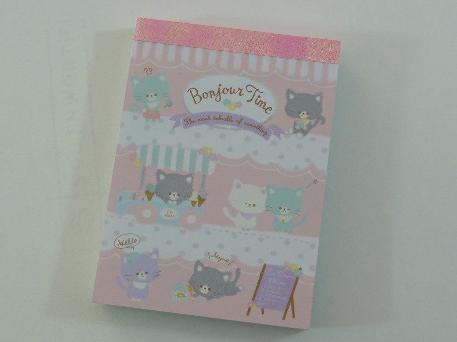 Cute Kawaii Q-Lia Bonjour Time Cat Kitten Mini Notepad / Memo Pad