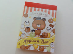 Cute Kawaii Crux Popcorn Bear Chocolate Mini Notepad / Memo Pad