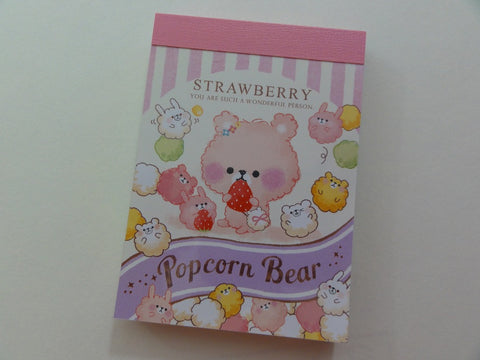 Cute Kawaii Crux Popcorn Bear Strawberry Mini Notepad / Memo Pad