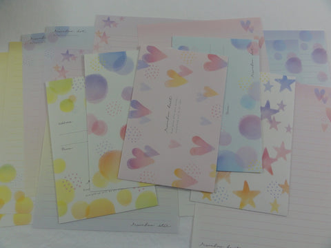 Cute Kawaii Crux Random Dots Hearts Stars Letter Sets - Stationery Writing Paper Envelope