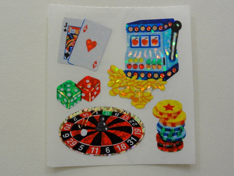 Sandylion Jackpot Casino Glitter Sticker Sheet / Module - Vintage & Collectible