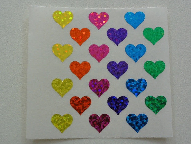 Sandylion Multi Color Hearts Glitter Sticker Sheet / Module - Vintage & Collectible