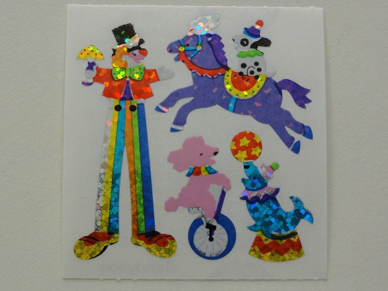 Sandylion Clown Glitter Sticker Sheet / Module - Vintage & Collectible