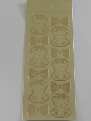 Cute Kawaii Hello Kitty Bear Gold Sticker Sheet - 2014 Rare HTF Collectible - for Journal Planner Craft Stationery