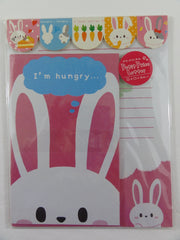 Cute Kawaii Hungry Rabbit Letter Set Pack with Stickers - Stationery Writing Paper Envelope