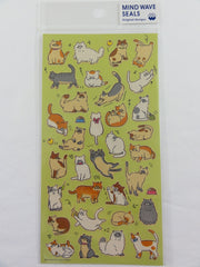 Cute Kawaii Mind Wave Cat Fun Sticker Sheet - for Journal Planner Craft Scrapbook Notebook Organizer