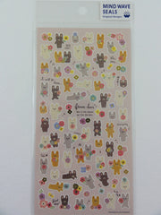 Cute Kawaii Mind Wave Rabbit Spring Flowers Sticker Sheet - for Journal Planner Craft Scrapbook Notebook Organizer