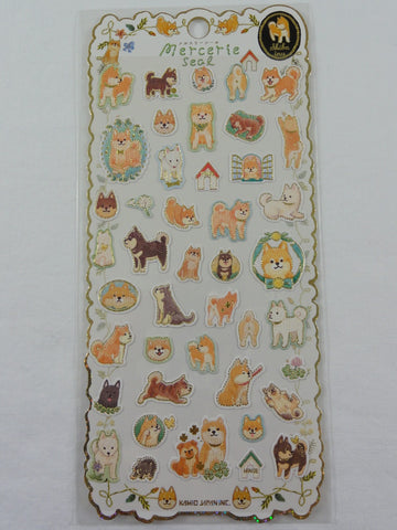 Cute Kawaii Kamio Dog Puppy Sticker Sheet - with Gold Accents - for Journal Planner Craft Agenda Organizer Scrapbook