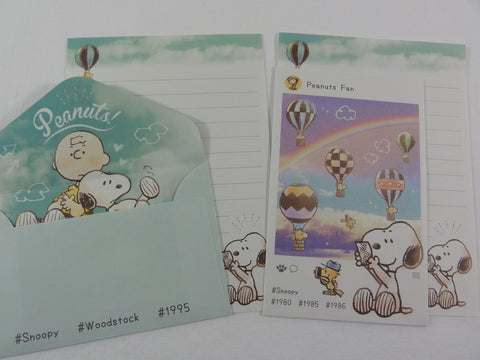Cute Kawaii Kamio Peanuts Snoopy Mini Letter Sets - G -  Small Writing Gift Secret Note Envelope Set Stationery