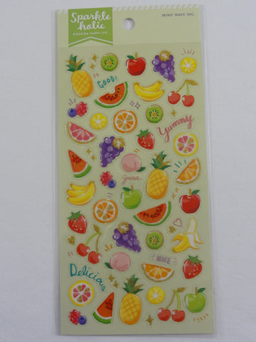 Cute Kawaii Mind Wave Fruit Strawberry Apple Banana Healthy Food theme Sticker Sheet - for Journal Planner Craft Organizer