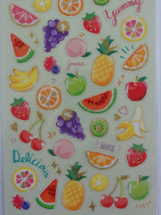 Cute Kawaii Mind Wave Fruit Strawberry Apple Banana Healthy Food theme Sticker Sheet - for Journal Planner Craft Organizer