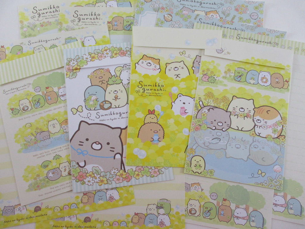 Cute Kawaii San-X Sumikko Gurashi Spring Flower Field Letter Sets - Writing Paper Envelope Stationery Penpal