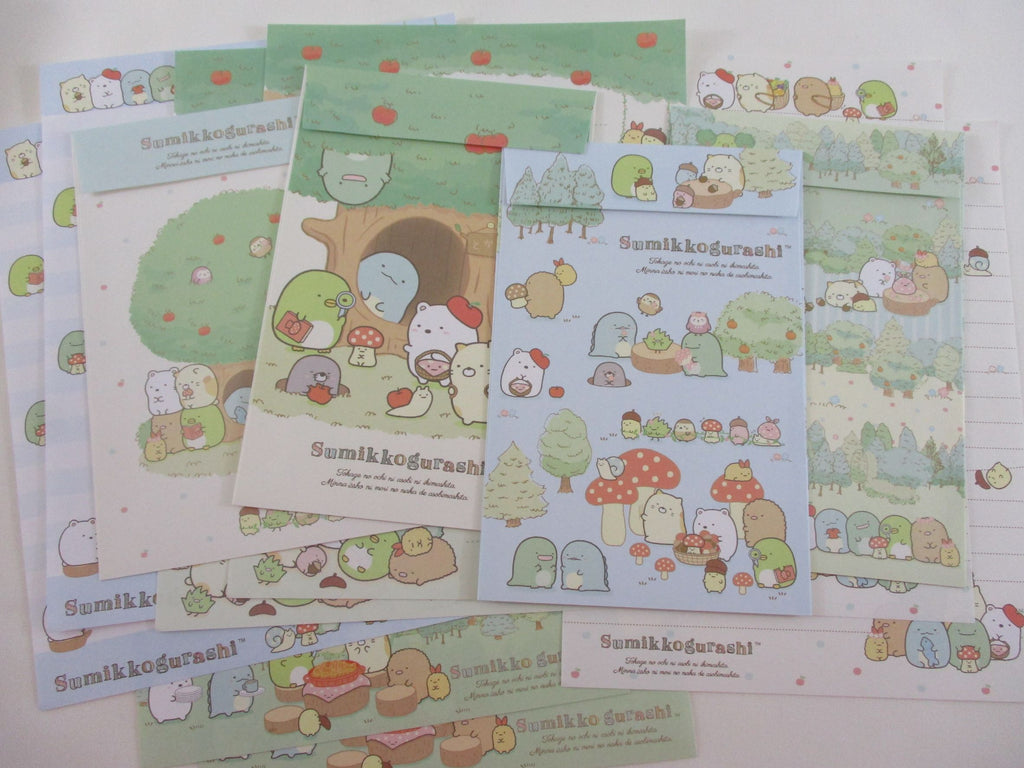 Cute Kawaii San-X Sumikko Gurashi Green Forest Nature Mushroom Letter Sets - Writing Paper Envelope Stationery Penpal