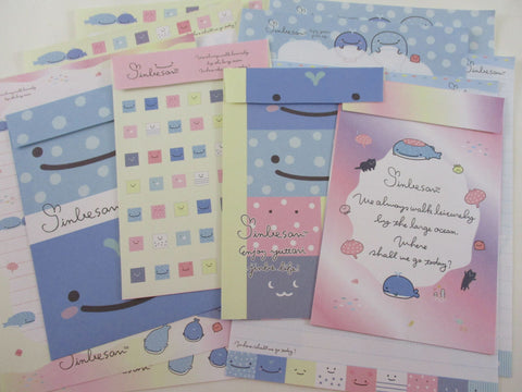 Cute Kawaii San-X Jinbesan Whale Letter Sets - H - Stationery Writing Paper Envelope