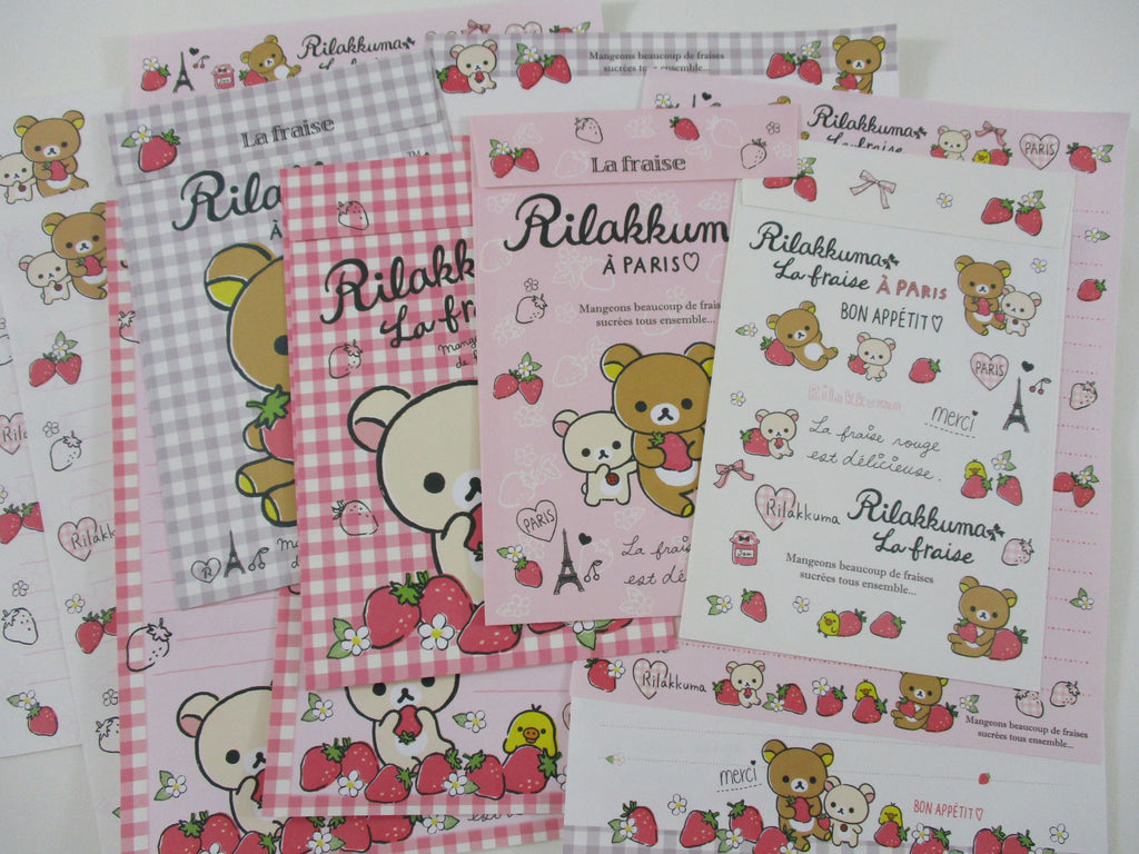 Cute Kawaii San-X Rilakkuma La Fraise Strawberry Letter Sets - Stationery Writing Paper Envelope