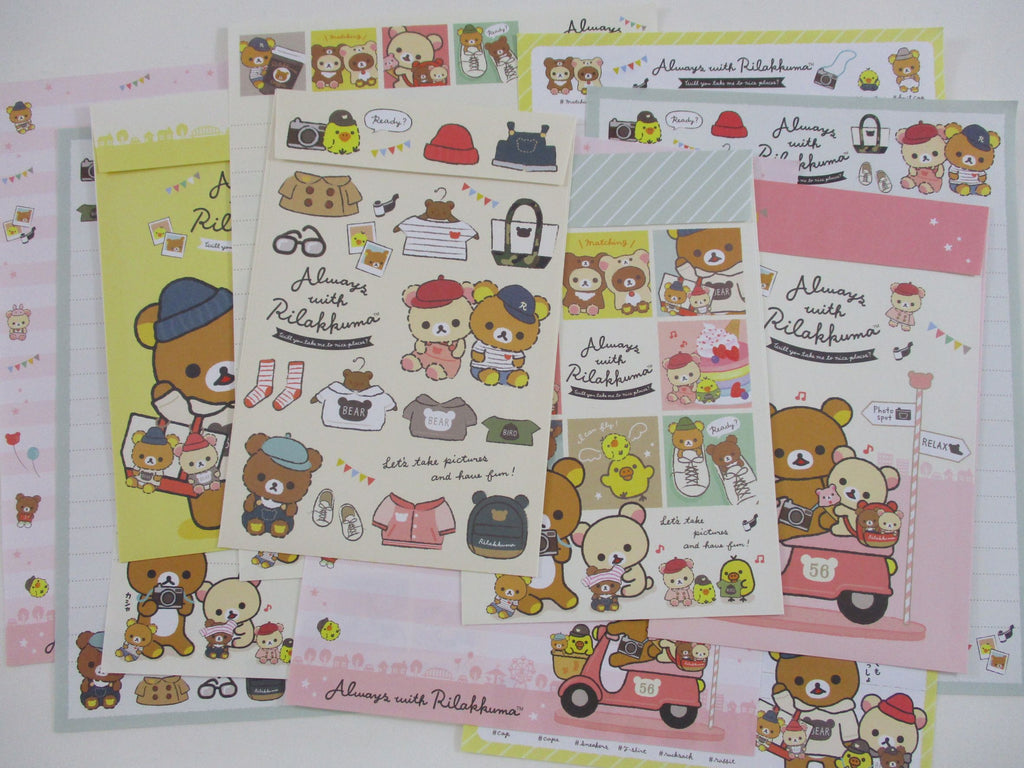 Cute Kawaii San-X Rilakkuma Always with Rilakkuma Bear Letter Sets - Stationery Writing Paper Envelope