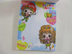 Cute Kawaii Kamio Girl Friend Best Friend Crown Mini Notepad / Memo Pad - Stationery Design Writing Collection