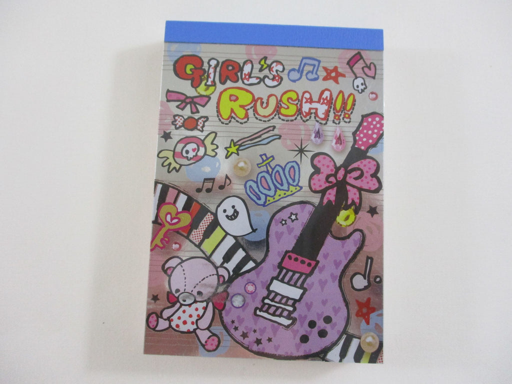 Cute Kawaii San-X Bear Ghost Music Girl's Rush Mini Notepad / Memo Pad - Stationery Designer Paper Collection