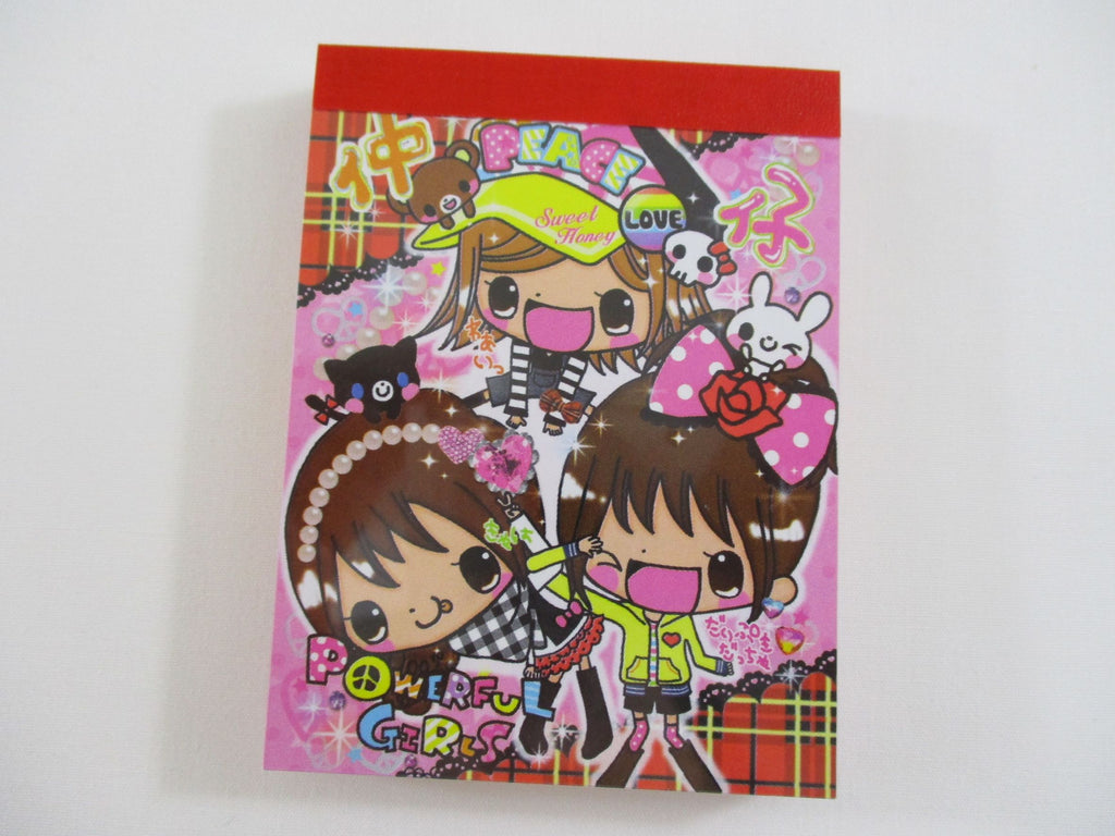 Cute Kawaii Q-Lia Girl Friend Best Friend Powerful Girls Mix Mini Notepad / Memo Pad - Stationery Design Writing Collection