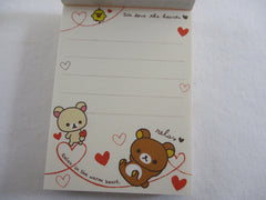 Cute Kawaii San-X Rilakkuma Bear Hearts Mini Notepad / Memo Pad - B - Stationery Writing Message