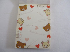 Cute Kawaii San-X Rilakkuma Bear Hearts Mini Notepad / Memo Pad - B - Stationery Writing Message