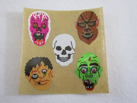 Sandylion Scary Face Mask Halloween Shiny Sticker Sheet / Module - Vintage & Collectible - Scrapbooking