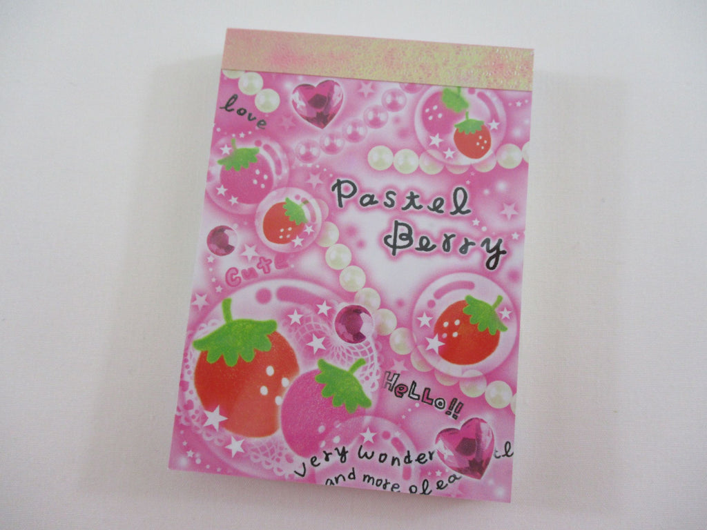Cute Kawaii Crux Pastel Berry Strawberry Mini Notepad / Memo Pad - Stationery Designer Paper Collection
