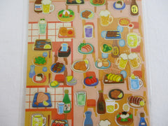 Cute Kawaii Kamio Beer Sake Dinner Sticker Sheet - with Gold Accents - for Journal Planner Craft Agenda Organizer Scrapbook