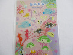 Cute Kawaii Naito Fish Sea Ocean Sticker Sheet - with Gold Accents - for Journal Planner Craft Agenda Organizer Scrapbook