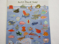 Cute Kawaii Kamio Fish Sea Ocean Sticker Sheet - with Gold Accents - for Journal Planner Craft Agenda Organizer Scrapbook