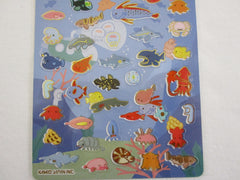 Cute Kawaii Kamio Fish Sea Ocean Sticker Sheet - with Gold Accents - for Journal Planner Craft Agenda Organizer Scrapbook