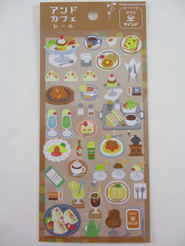 Cute Kawaii MW & Cafe Seal Series - B - Cafe Sandwich Pasta Sandwich Tea Ice Cream Dessert Shop Sticker Sheet - for Journal Planner Craft